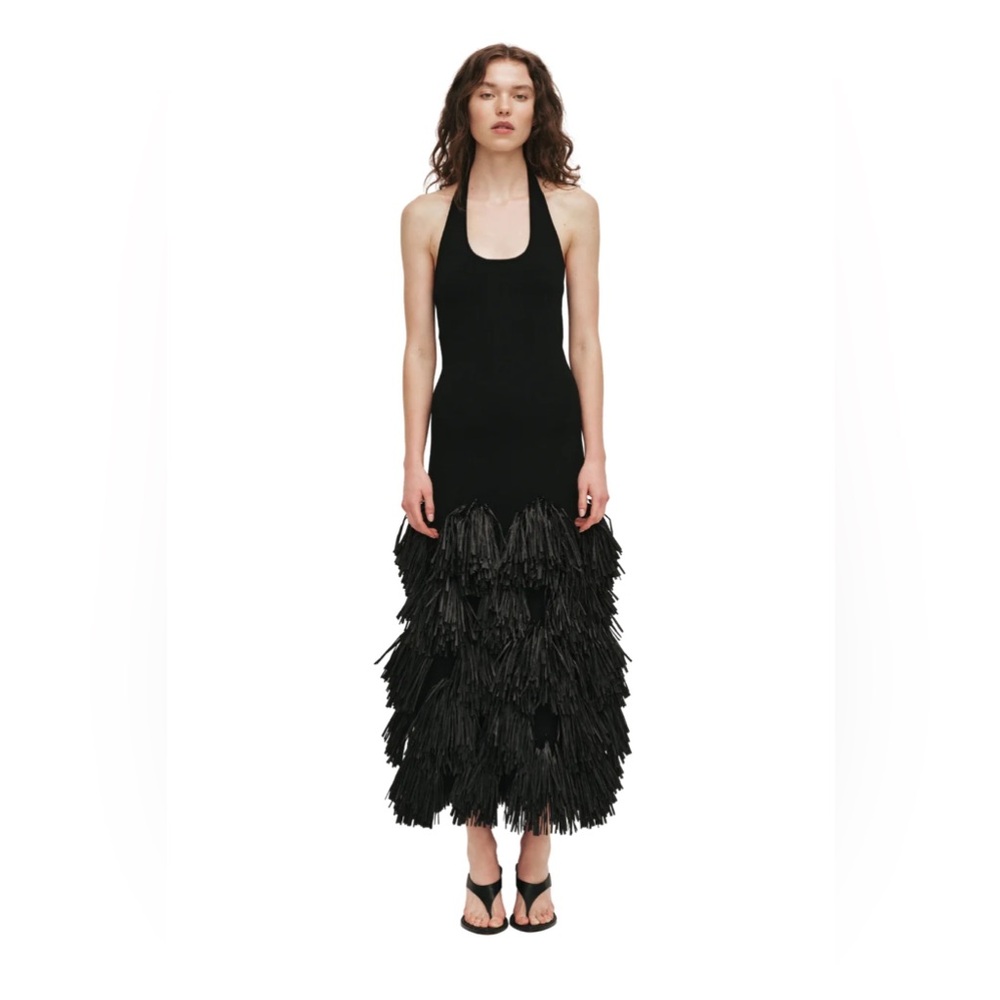 Aje Elva Rafia Knit Midi Dress